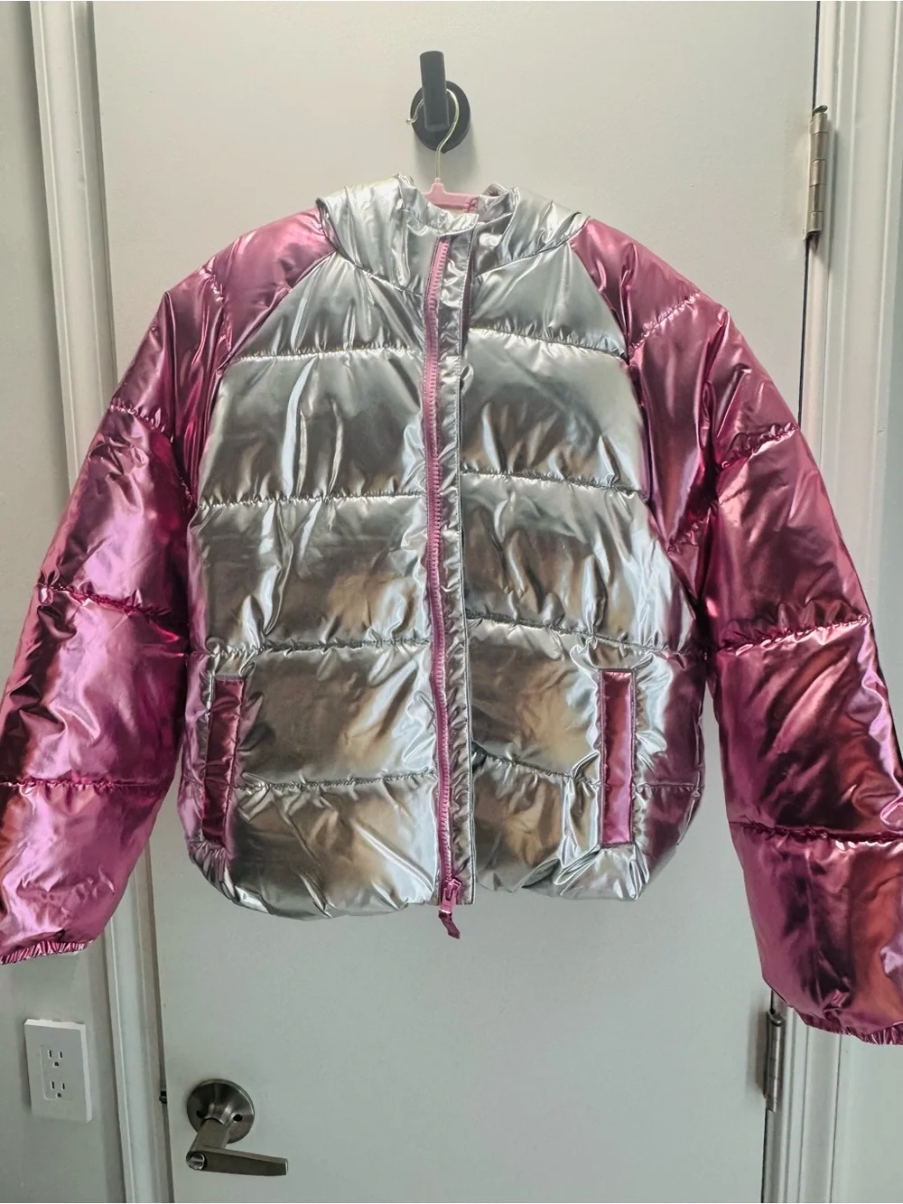 Brand new with tags - Old Navy Metallic Silver and Pink Puffer Jacket